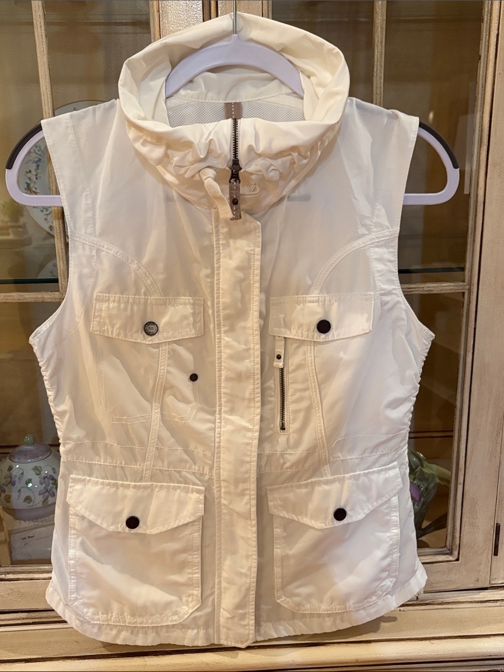 Eddie Bauer White Utility Vest with High Collar - Picture 2 of 11
